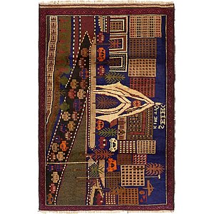 HandKnotted 3' x 4' 9 Balouch Persian Rug