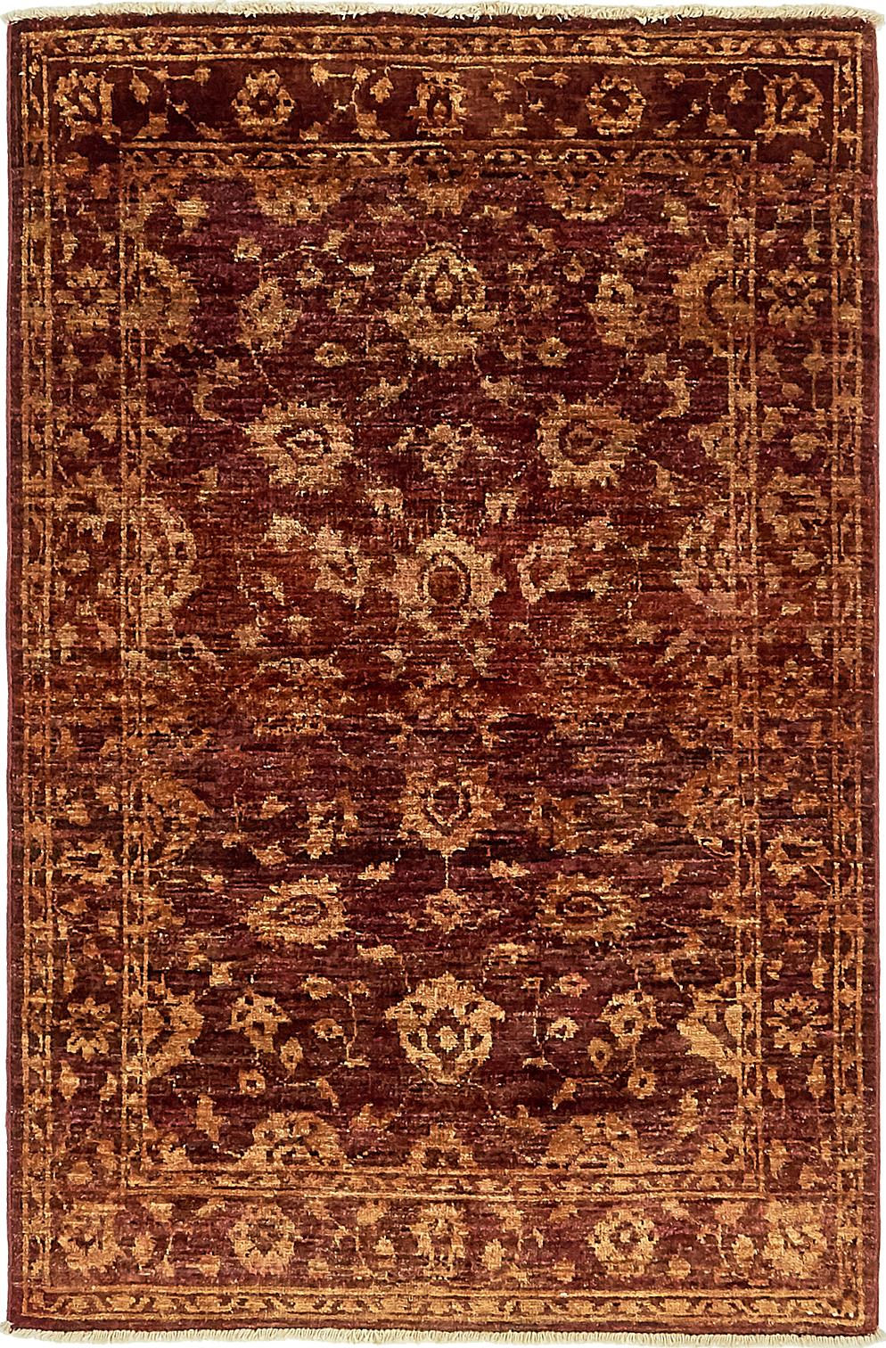 Burgundy HandKnotted 3' 4 x 5' Peshawar Ziegler Rug Oriental Rugs