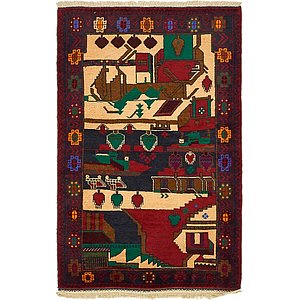 3' x 4' 8 Balouch Persian Rug