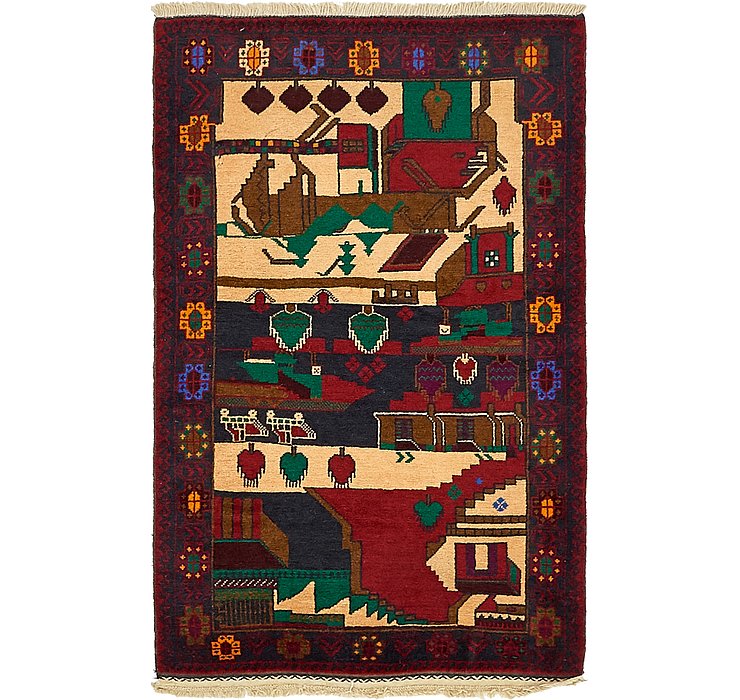 3' x 4' 8 Balouch Persian Rug