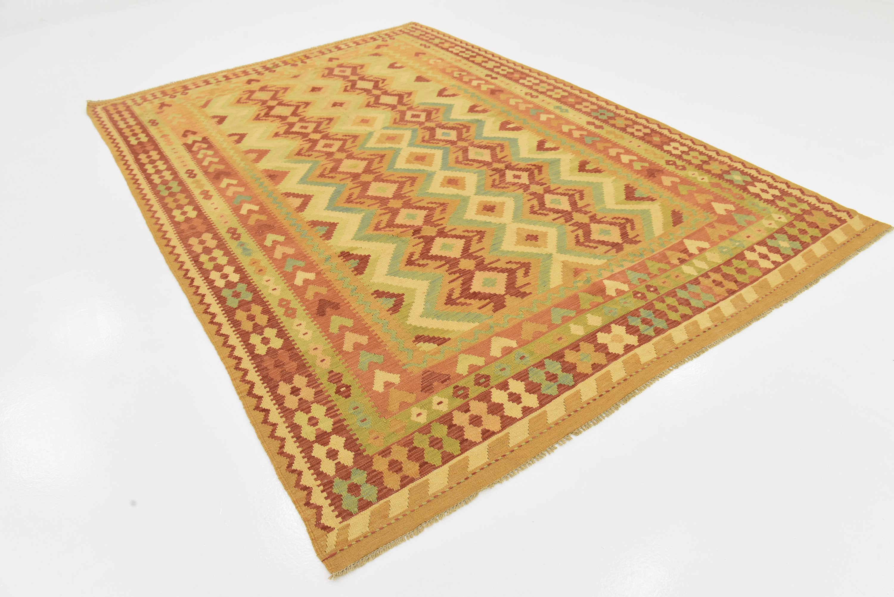 Cream 6' 10 x 9' 10 Kilim Waziri Rug Area Rugs eSaleRugs