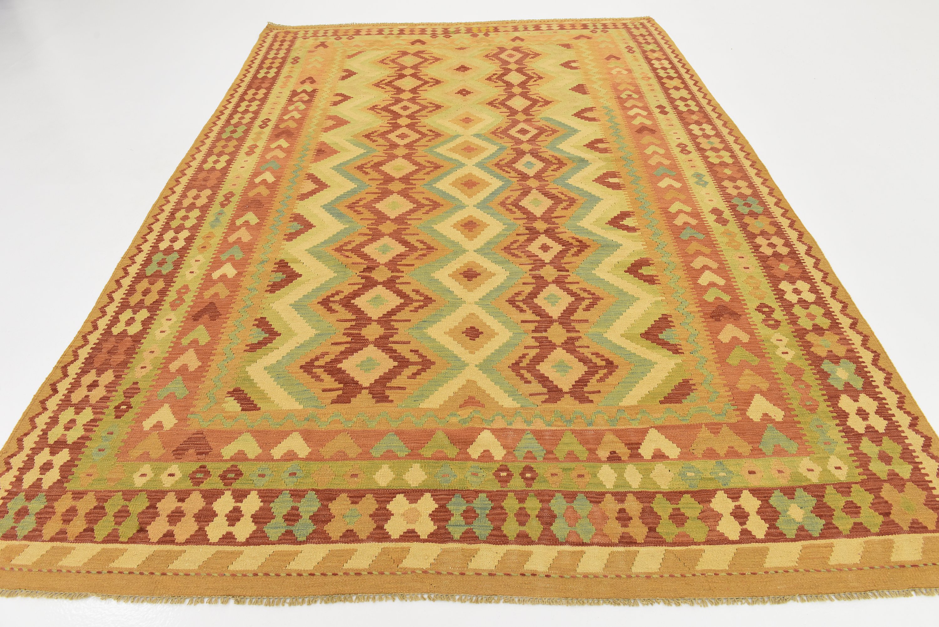 Cream 6' 10 x 9' 10 Kilim Waziri Rug Area Rugs eSaleRugs