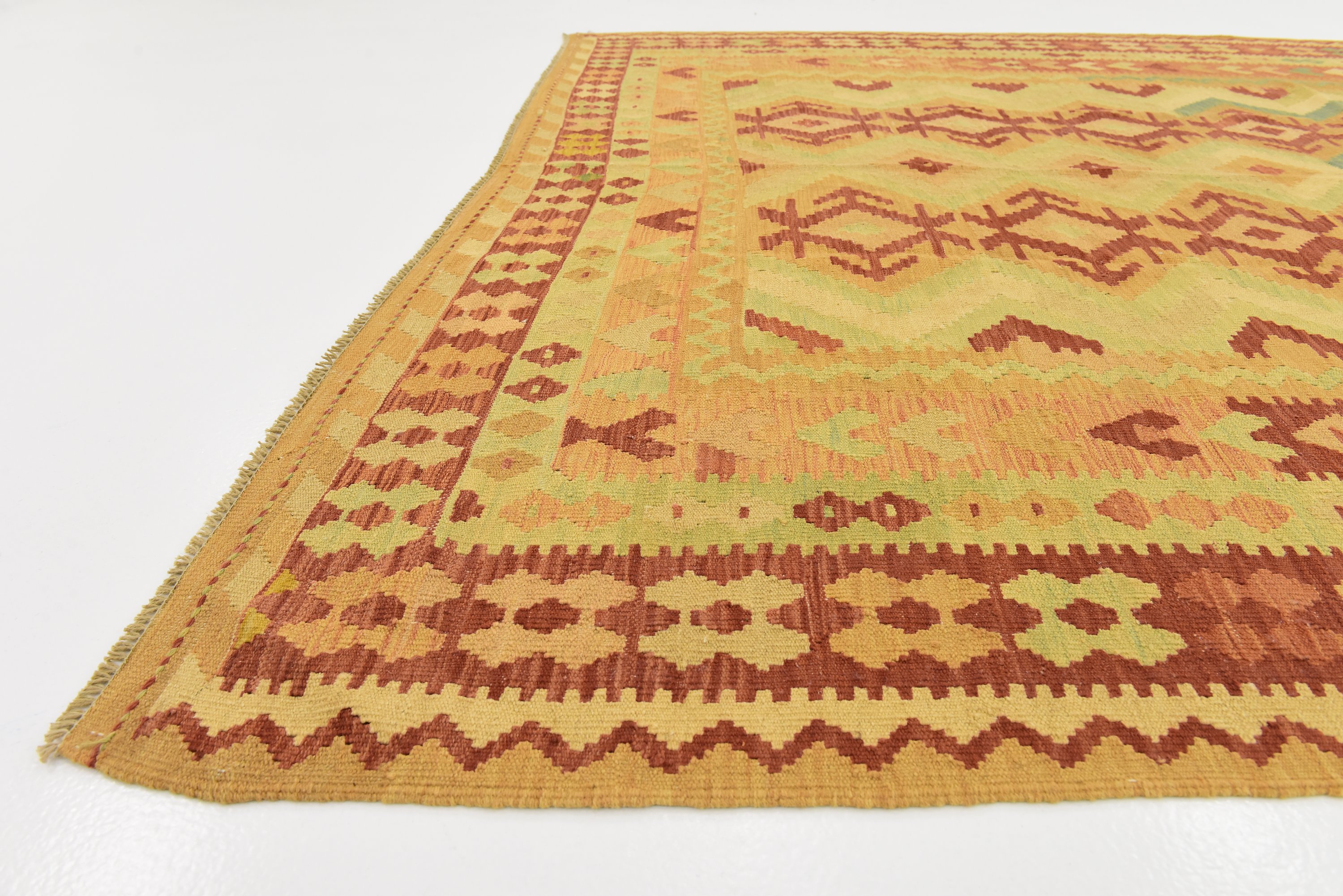 Cream 6' 10 x 9' 10 Kilim Waziri Rug Area Rugs eSaleRugs