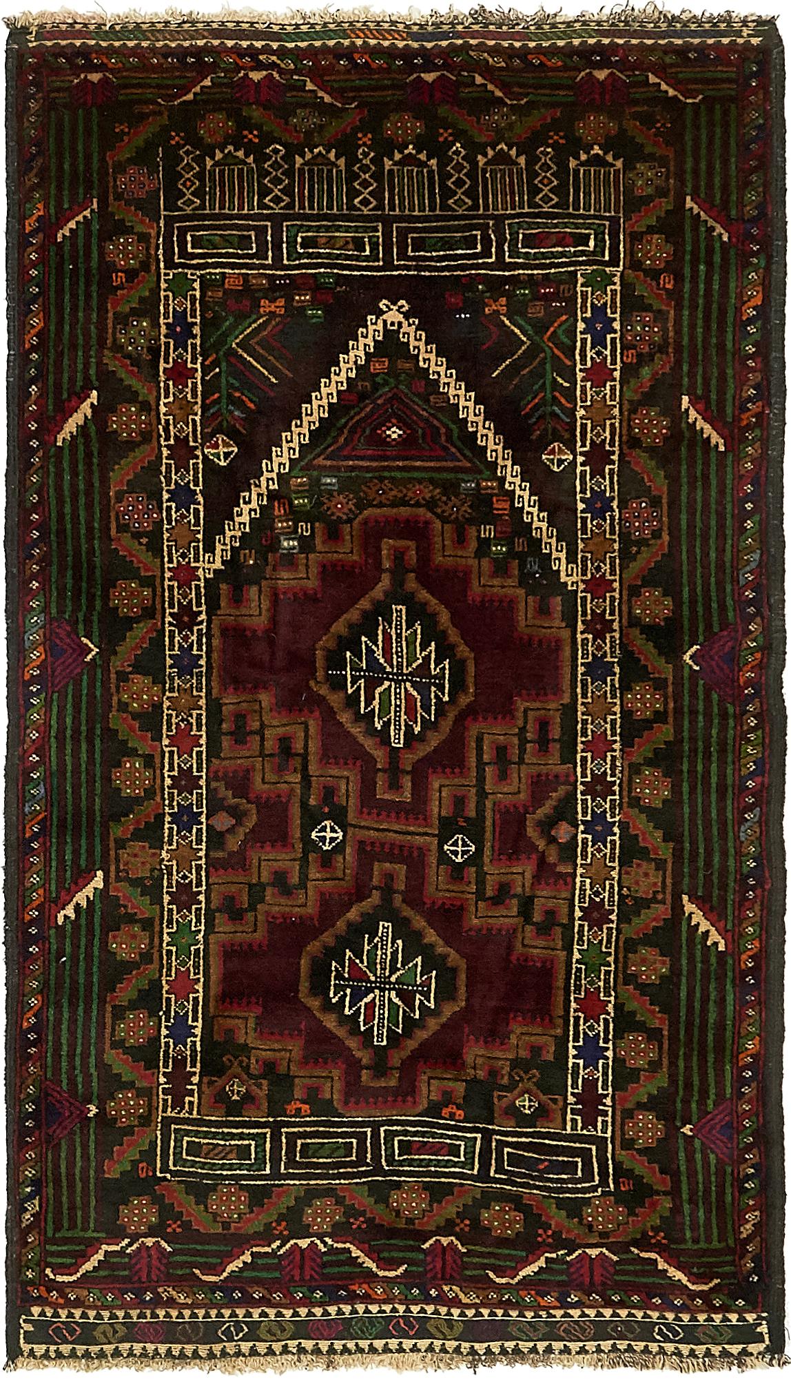 Burgundy 3' x 5' 5 Balouch Persian Rug eSaleRugs