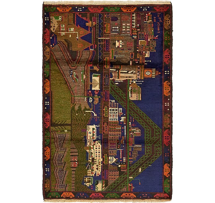 3' 2 x 4' 10 Balouch Persian Rug