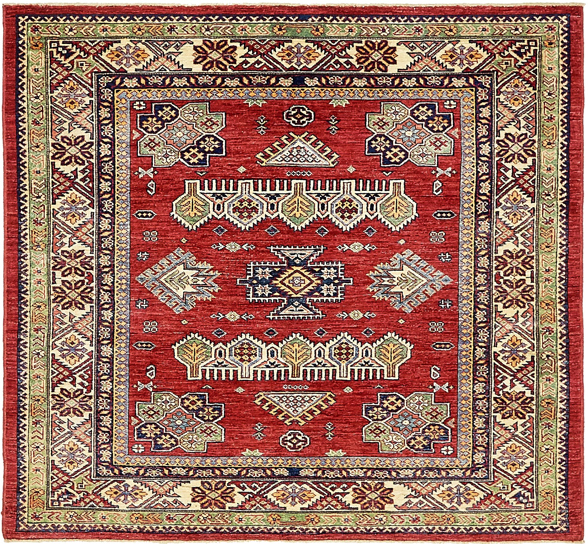 Red 4' 8 x 5' Kazak Oriental Square Rug Rugs.ca