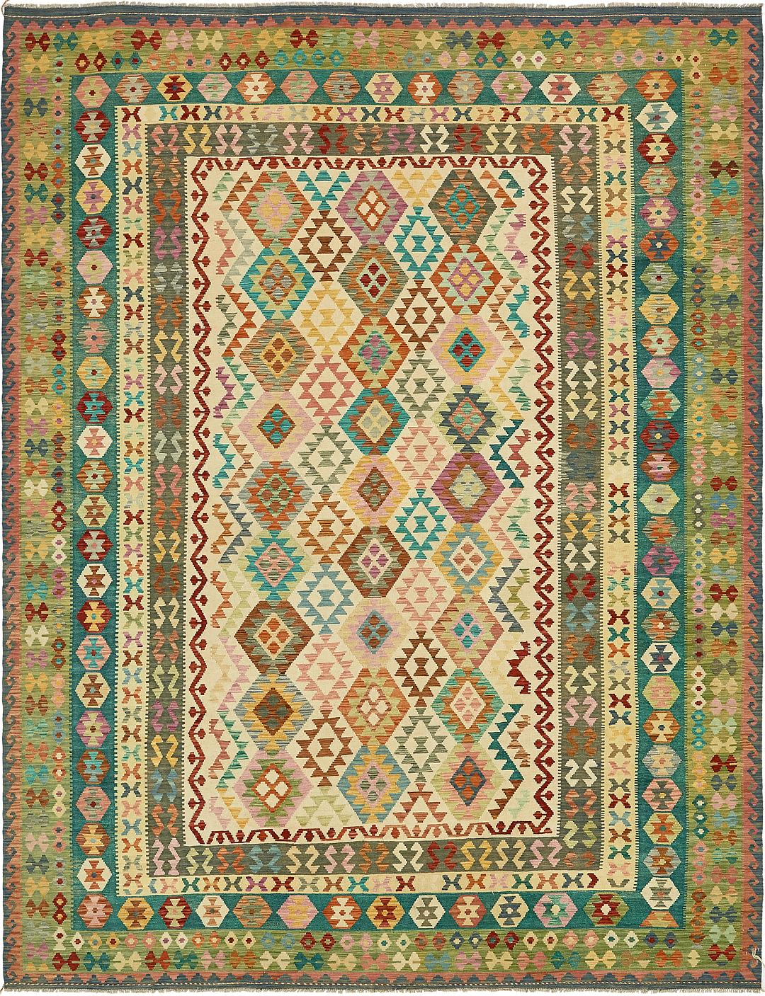 Green 10' x 12' 10 Kilim Maymana Rug Area Rugs eSaleRugs