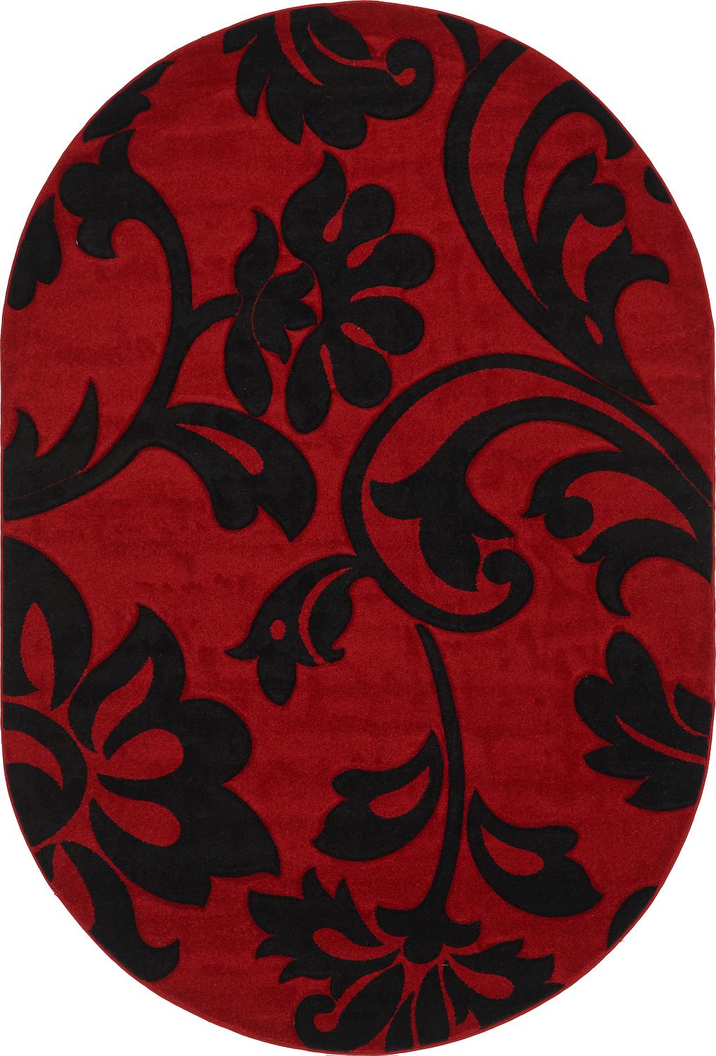 Red 6' 7 x 9' 9 Damask Oval Rug Area Rugs eSaleRugs