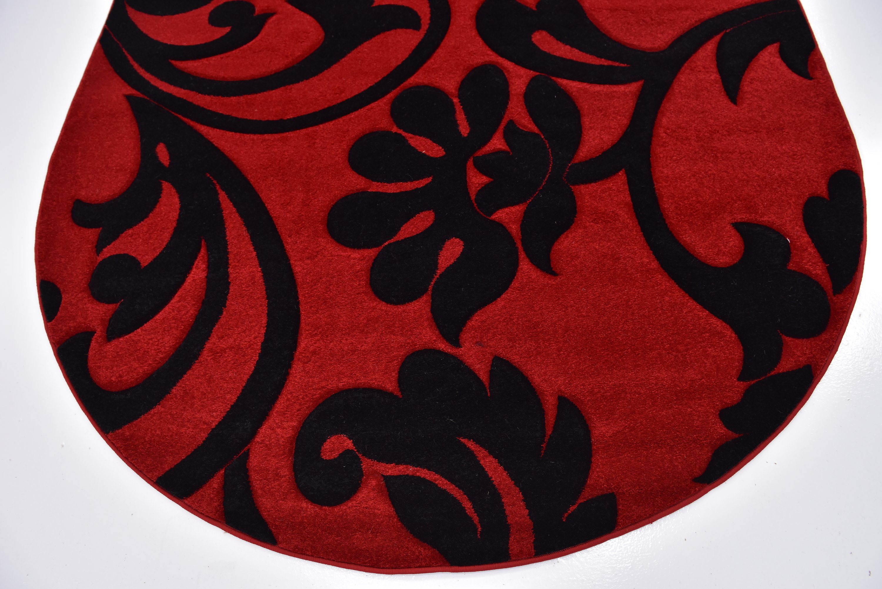Red 6' 7 x 9' 9 Damask Oval Rug Area Rugs eSaleRugs