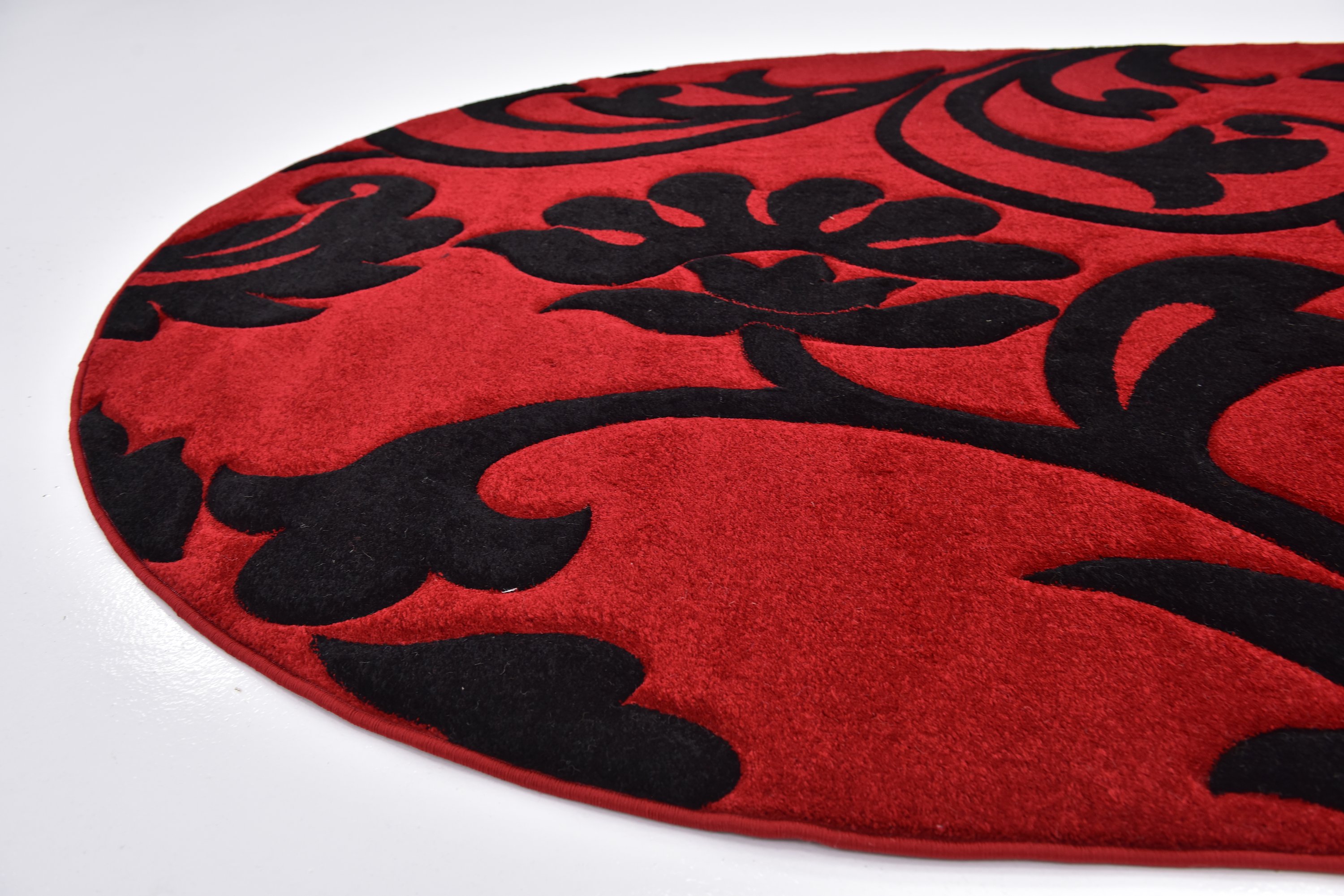 Red 6' 7 x 9' 9 Damask Oval Rug Area Rugs eSaleRugs
