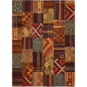 7' x 9' 8 Kilim Patchwork Rug