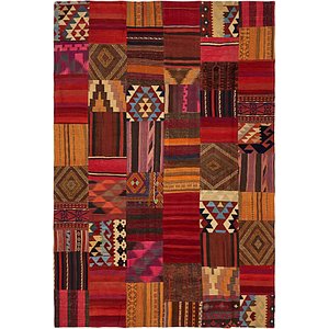 7' x 10' 4 Kilim Patchwork Rug