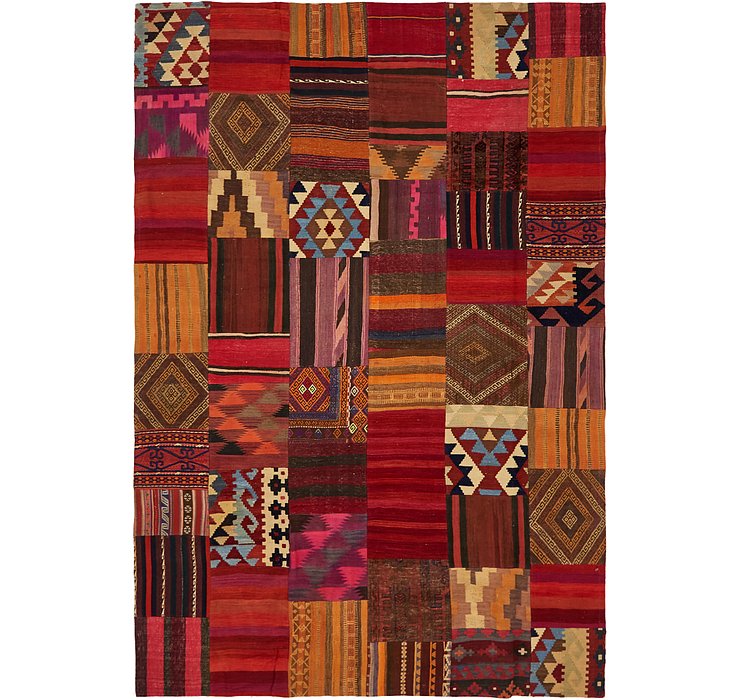 7' x 10' 4 Kilim Patchwork Rug
