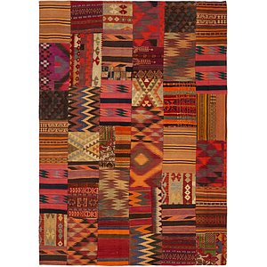 Unique Loom 6' 10 x 9' 10 Kilim Patchwork Rug