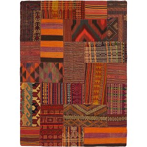 Unique Loom 5' 5 x 7' 9 Kilim Patchwork Rug
