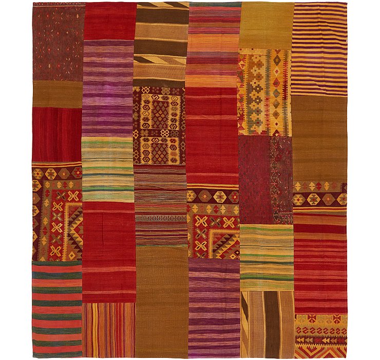 9' x 10' Kilim Patchwork Square ...