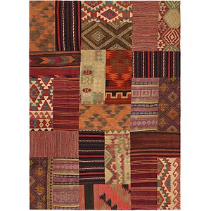 Unique Loom 7' x 9' 10 Kilim Patchwork Rug