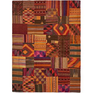 Unique Loom 7' x 9' 5 Kilim Patchwork Rug