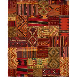 Unique Loom 7' 10 x 9' 9 Kilim Patchwork Rug