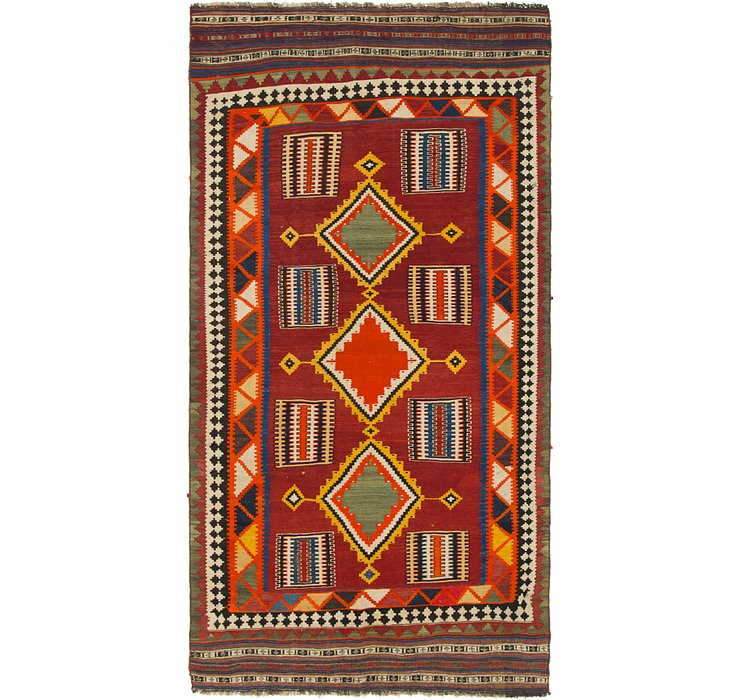 4' 5 x 8' 8 Kilim Fars Runner Rug
