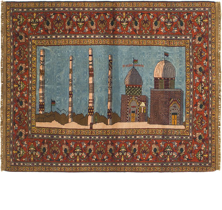 4' x 5' 3 Qom Persian Rug