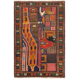 HandKnotted 3' x 4' 8 Balouch Persian Rug