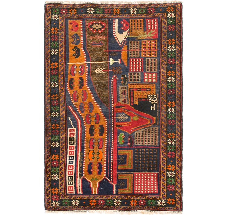 3' x 4' 8 Balouch Persian Rug