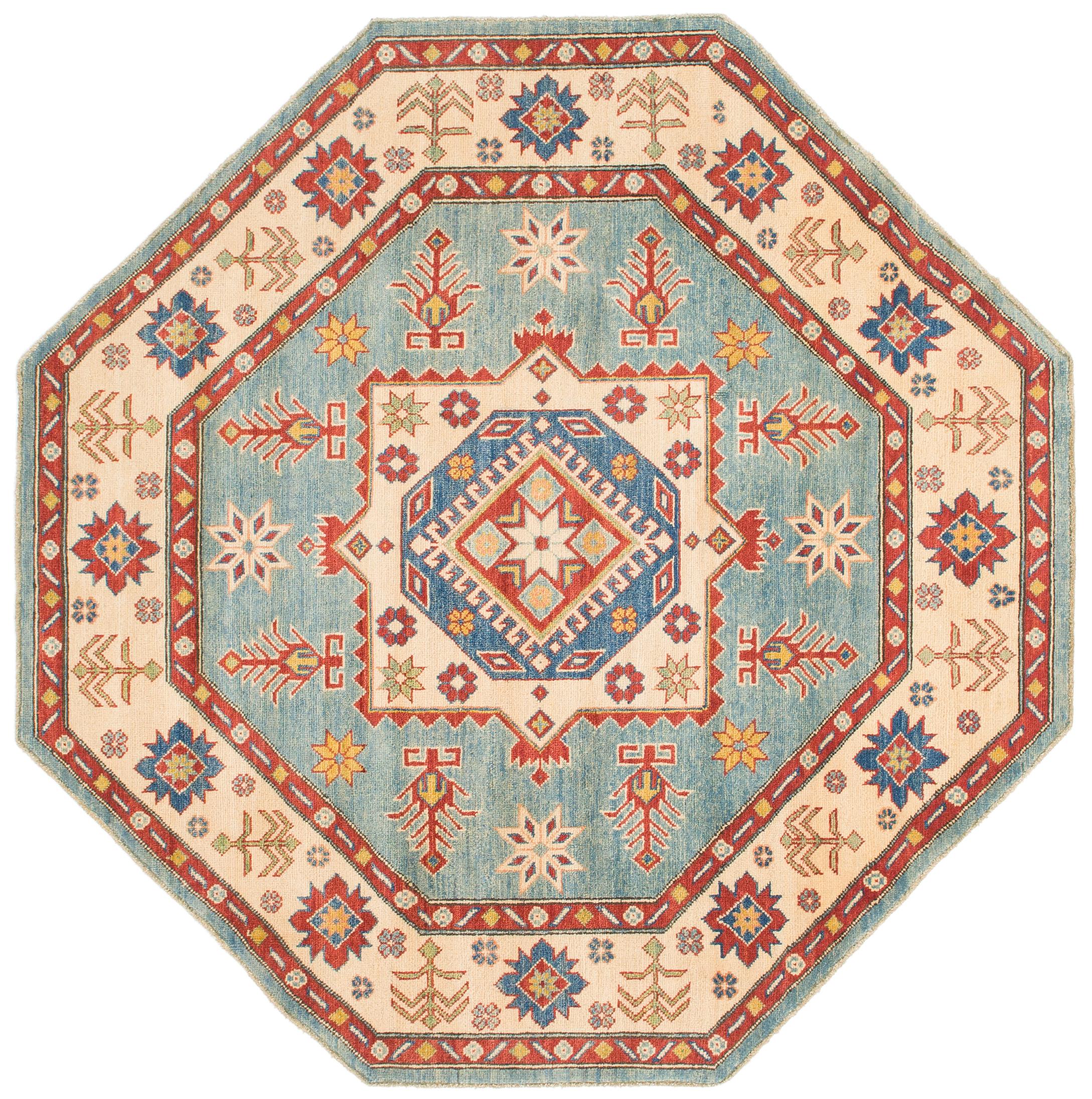 Light Blue 6 4 X 5 Kazak Octagon Rug Erugs