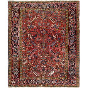 7' 3 x 8' 8 Heriz Persian Square Rug