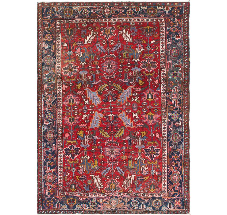 7' x 9' 6 Heriz Persian Rug