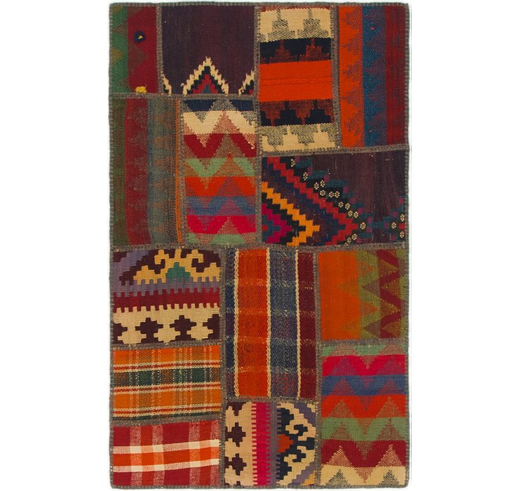 2' 7 x 4' 2 Kilim Patchwork Rug