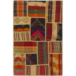 Unique Loom 2' 8 x 4' 2 Kilim Patchwork Rug