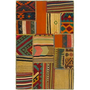 2' 9 x 4' 2 Kilim Patchwork Rug