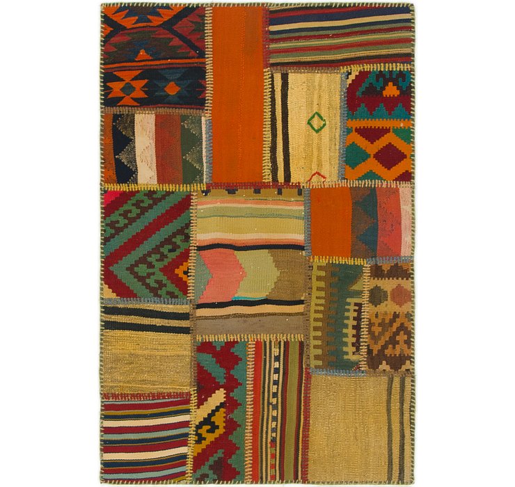 2' 9 x 4' 2 Kilim Patchwork Rug