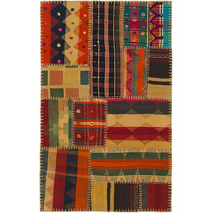 2' 7 x 4' 2 Kilim Patchwork Rug