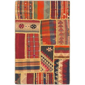 Unique Loom 2' 8 x 4' 2 Kilim Patchwork Rug