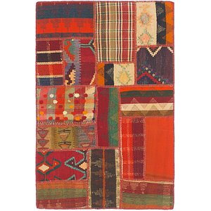 2' 10 x 4' 5 Kilim Patchwork Rug