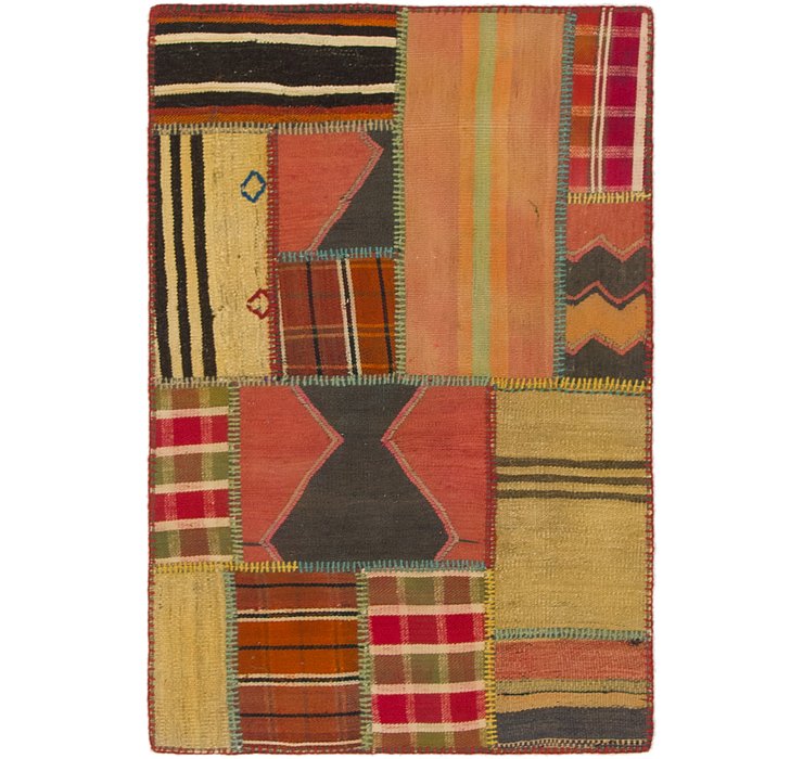 2' 7 x 4' Kilim Patchwork Rug