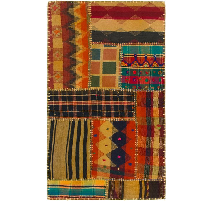 2' 7 x 4' 5 Kilim Patchwork Rug