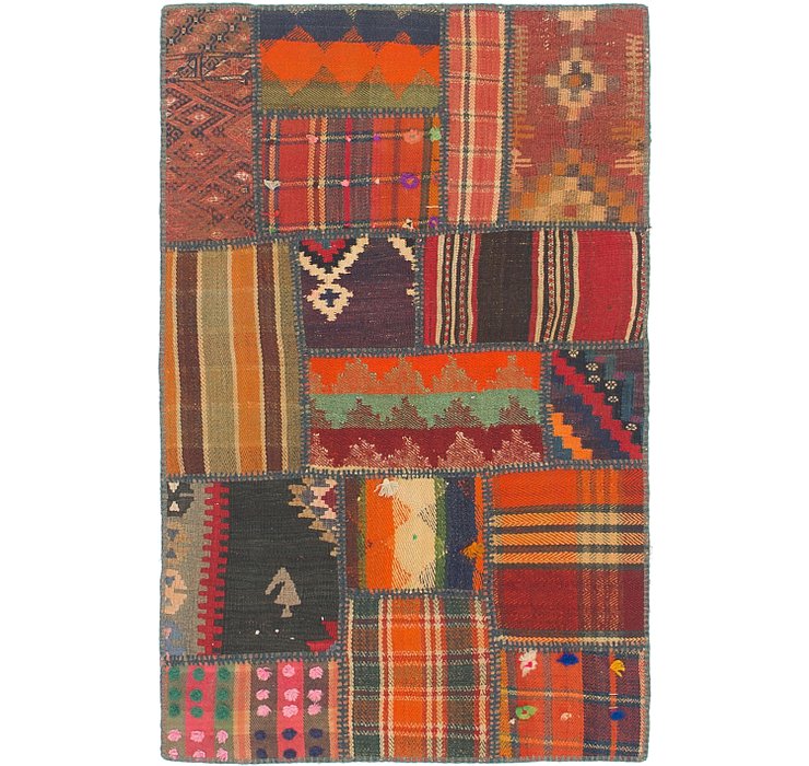2' 7 x 4' 2 Kilim Patchwork Rug