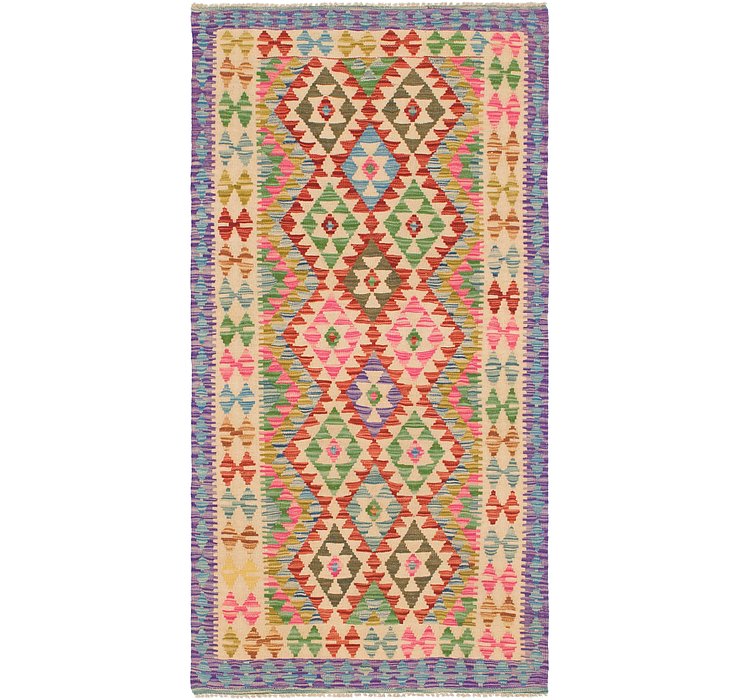 3' 3 x 6' 5 Kilim Maymana Runner Rug