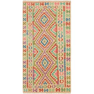 3' 3 x 6' 5 Kilim Maymana Runner Rug