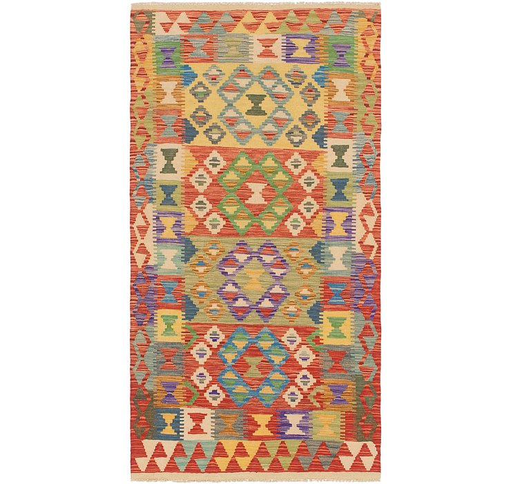 3' 3 x 6' 5 Kilim Maymana Runner Rug