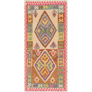 3' 4 x 7' Kilim Maymana Runner Rug