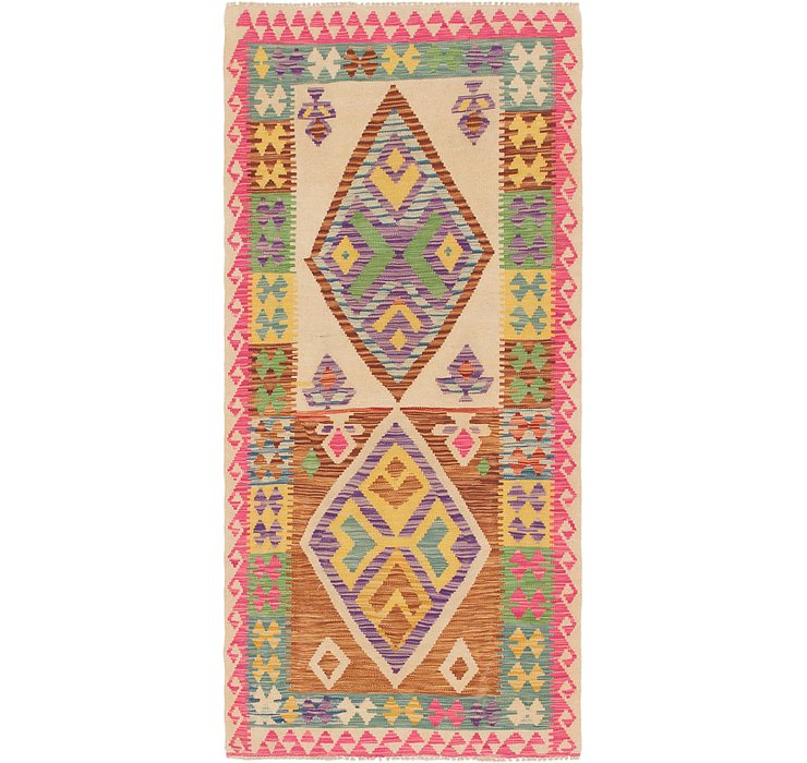 3' 4 x 7' Kilim Maymana Runner Rug