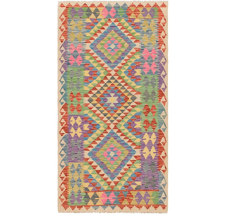 3' 3 x 6' 5 Kilim Maymana Runner Rug