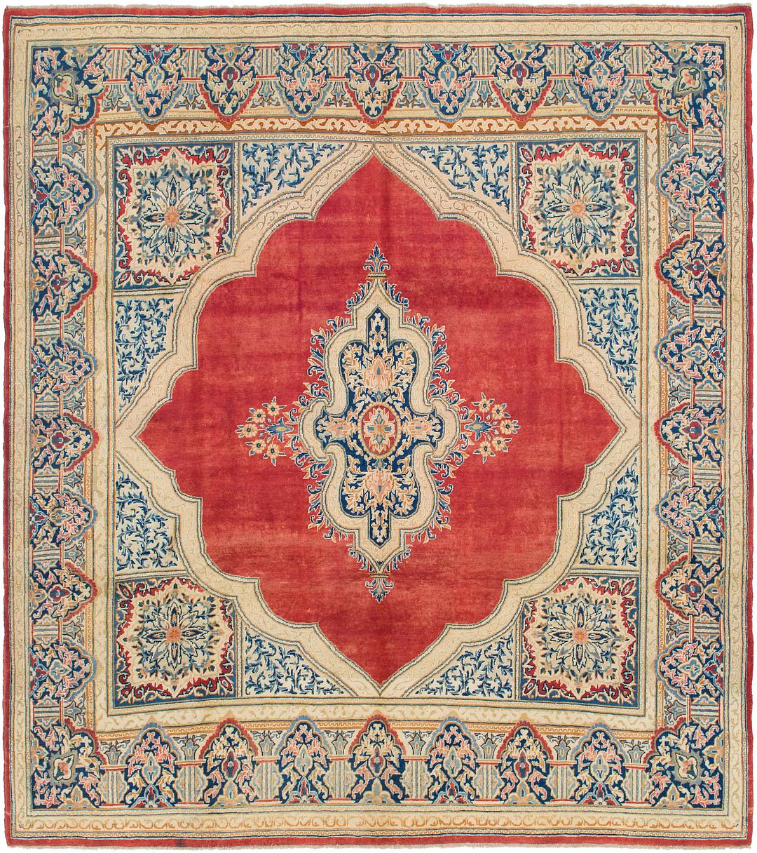 Red Handknotted 9 X 10 Kerman Persian Square Rug Main Handknotted 9 X 10 Kerman Persian Square Rug Photo