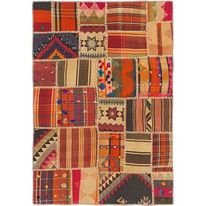 3' 5 x 4' 10 Kilim Patchwork Rug