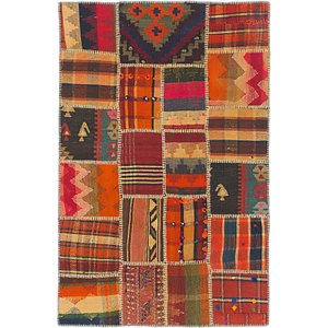 Unique Loom 3' 2 x 4' 10 Kilim Patchwork Rug