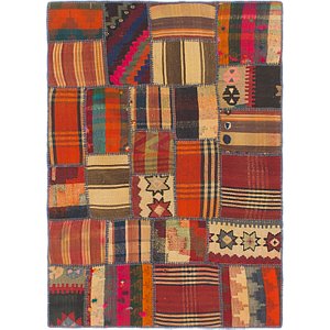 Unique Loom 3' 5 x 4' 9 Kilim Patchwork Rug